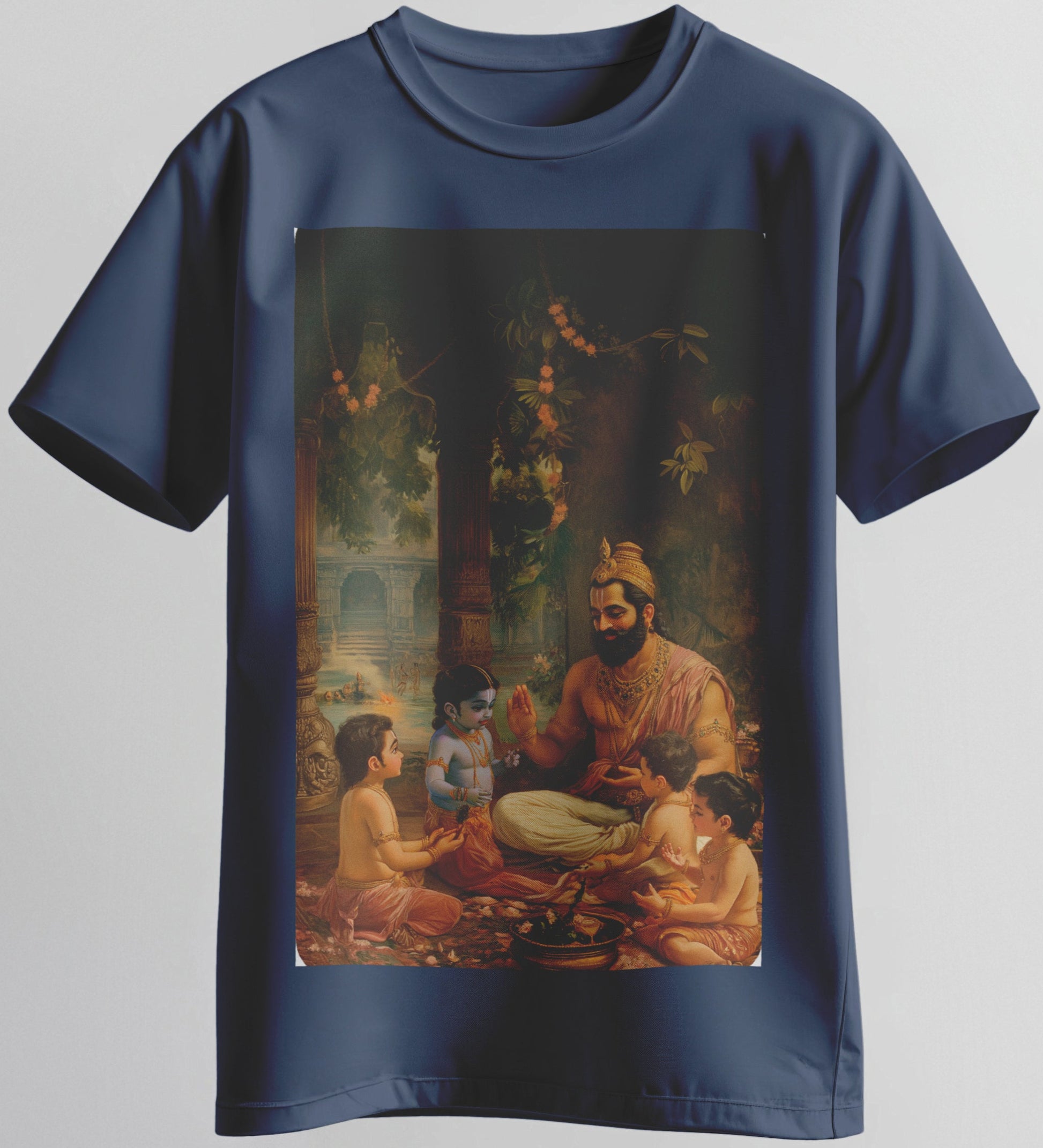 Unisex black T-shirt with young Rama and guru artwork – Sanchai brand