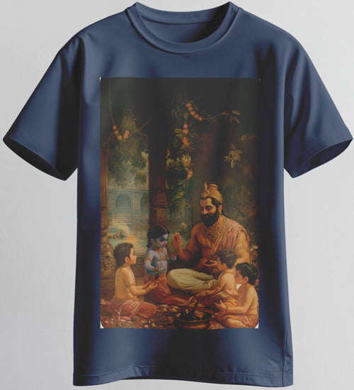 Unisex black T-shirt with young Rama and guru artwork – Sanchai brand