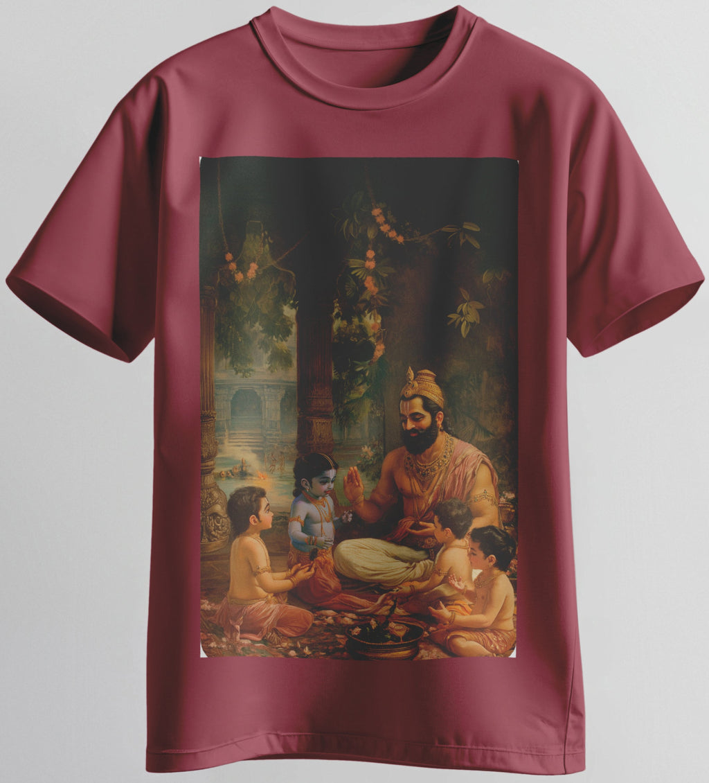 Unisex black T-shirt with young Rama and guru artwork – Sanchai brand